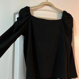 Women’s black square neck blouse